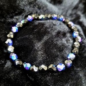 Black iridescent crystal bead bracelet
